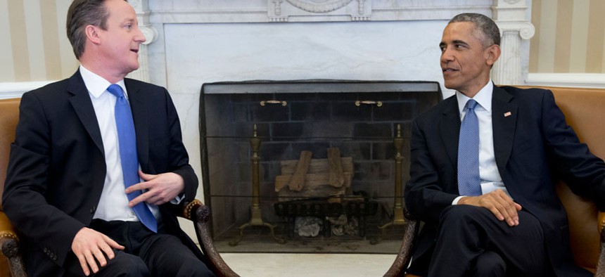 President Barack Obama meets with British Prime Minister David Cameron, Friday, Jan. 16, 2015.