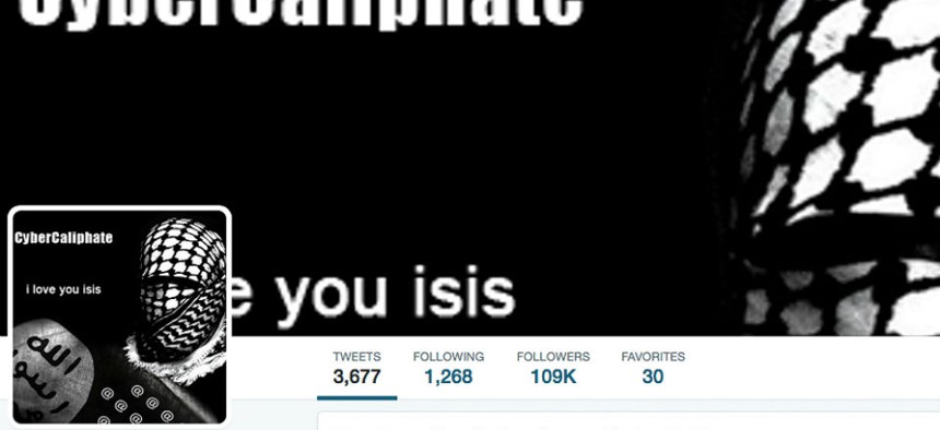 This screen grab made Monday, Jan. 12, 2015 show the front page of the U.S. Central Command twitter account after is was hacked. 