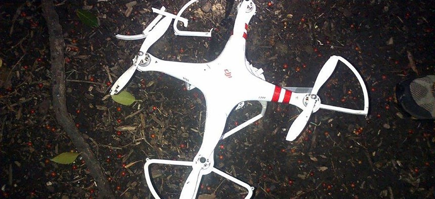 The drone that crashed onto the White House grounds in Washington, Monday, Jan. 26, 2015.