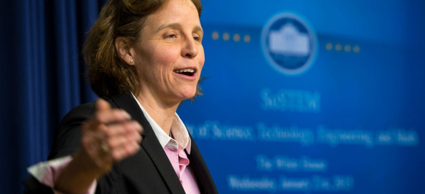 United States Chief Technology Officer Megan Smith speaks during the annual White House State of Science, Technology, Engineering, and Math address on Jan. 21, 2015. 