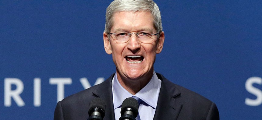 Apple CEO Tim Cook speaks at the White House Summit on Cybersecurity and Consumer Protection.