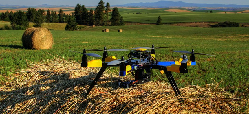A multi-rotor hexacopter, an unmanned aircraft that farmer Robert Blair purchased to monitor his farm in Kendrick, Idaho.