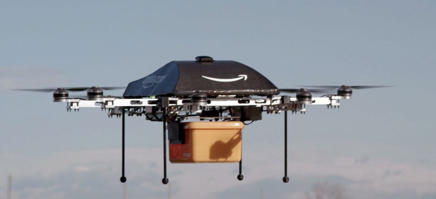 This undated image provided by Amazon.com shows the so-called Prime Air unmanned aircraft project that Amazon is working on in its research and development labs.