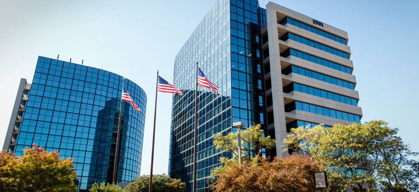 the USIS building in Falls Church, Va. A cyber-attack similar to previous hacker intrusions from China penetrated computer networks for months at USIS, the government’s leading security clearance contractor.