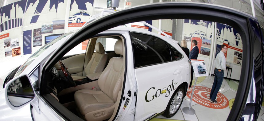 A Google self-driving car is on exhibit at the Computer History Museum in Mountain View, Calif. 