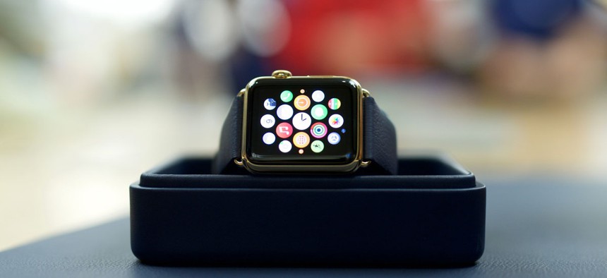 The Apple Watch on display.