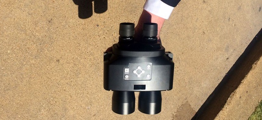 One of three prototypes of the Navy's face-recognition binoculars