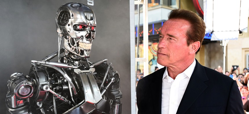 Arnold Schwarzenegger arrives at the LA Premiere of "Terminator Genisys" at Dolby Theater on Sunday, June 28, 2015.