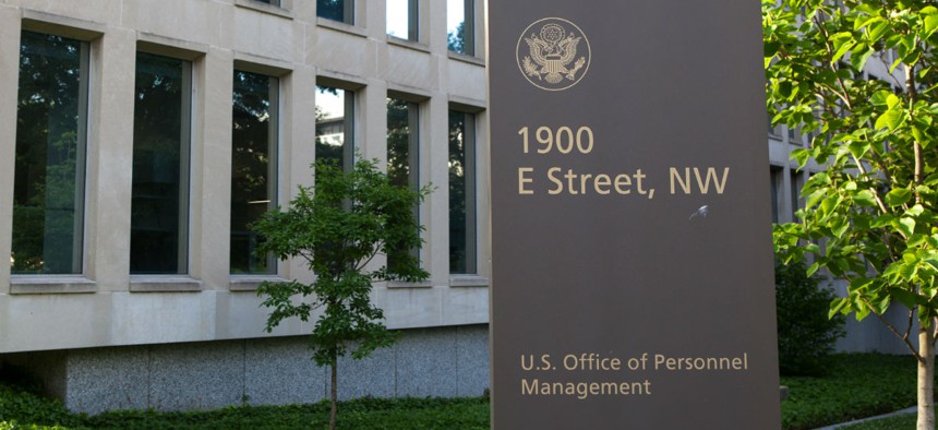 WASHINGTON, DC - JUNE 6: Sign at the Office of Personnel Management (OPM) in Washington, DC on June 6, 2015. OPM manages the civil service of the federal government.