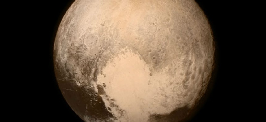 This image of Pluto was taken from the Long Range Reconnaissance Imager (LORRI) aboard NASA's New Horizons spacecraft, on July 13, 2015.