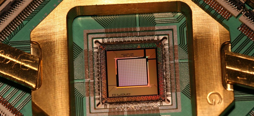 Quantum computing processor from the company D Wave, the Washington C16.