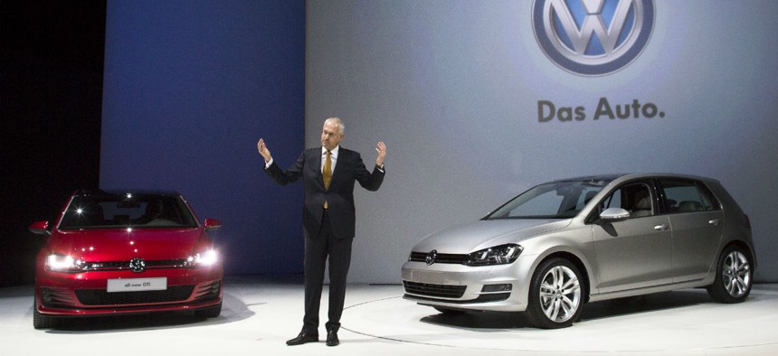 Jonathan Browning, President and CEO of Volkswagen Group of America, presents the 2014 Volkswagon Golf and it's GTI variant.
