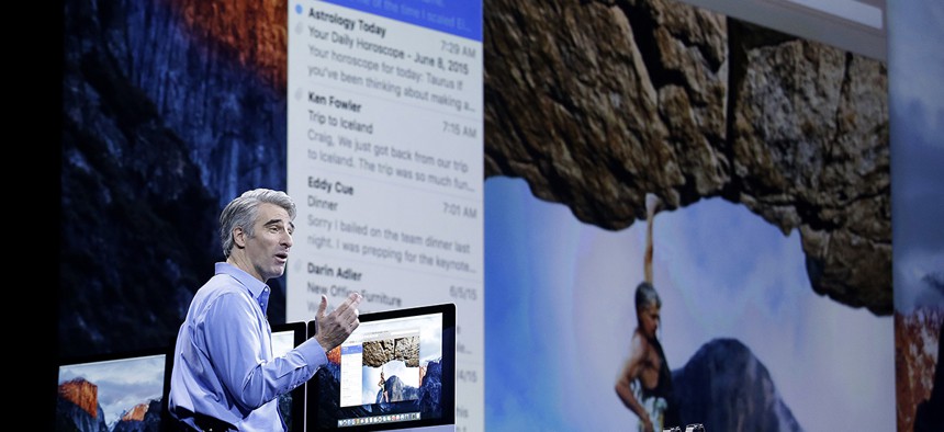Craig Federighi, Apple senior vice president of Software Engineering, talks about the El Capitan operating system at the Apple Worldwide Developers Conference in San Francisco.