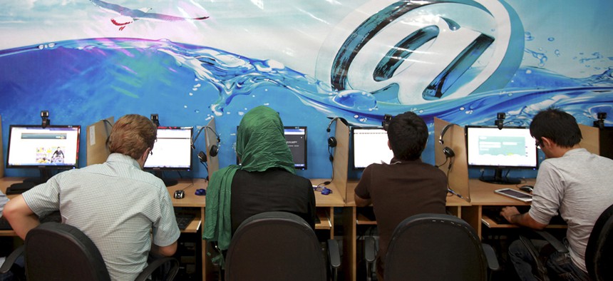 Iranians surf the Internet at a cafe in Tehran, Iran. 