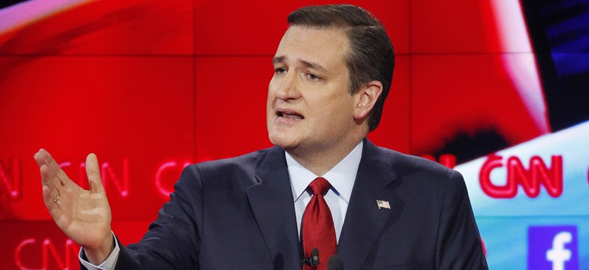Ted Cruz speaks during the CNN Republican presidential debate.