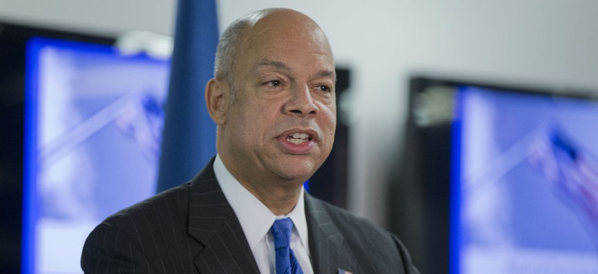 Homeland Security Secretary Jeh Johnson discusses the updates to the National Terrorism Advisory System (NTAS), Wednesday, Dec. 16, 2015, at the Federal Emergency Management Agency (FEMA) National Response Coordination Center in Washington. 