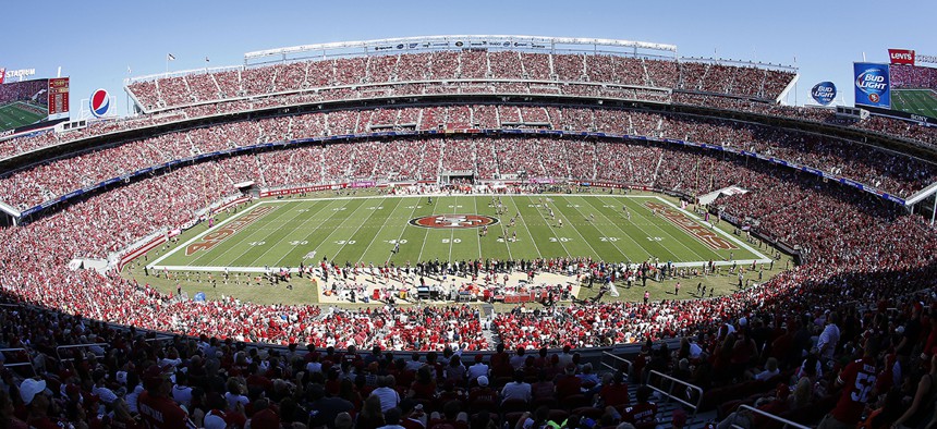 A general view of Levi's Stadium during the first quarter of an NFL football game between the San Francisco 49ers and the Kansas City Chiefs in Santa Clara, Calif. 