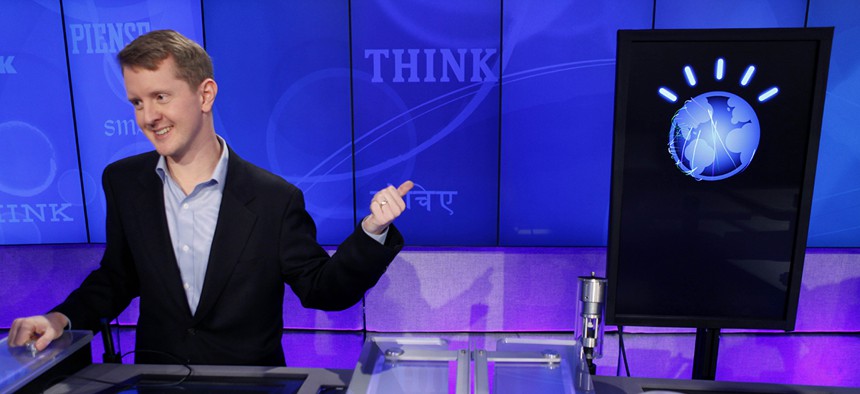"Jeopardy!" contest Ken Jennings, who won a record 74 consecutive games, refers to his opponent, an IBM's Watson