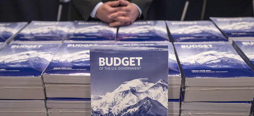 Copies of President Barack Obama’s fiscal 2017 federal budget are displayed by the Senate Budget Committee, Tuesday, Feb. 9, 2016.