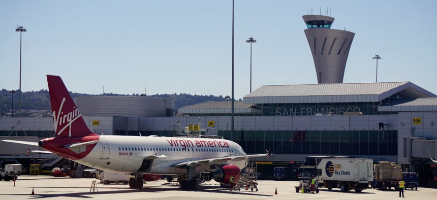 The new airport traffic control tower at the San Francisco International Airport (SFO).