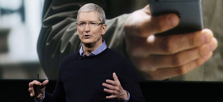Apple CEO Tim Cook speaks at an event to announce new products at Apple headquarters, Monday, March 21, 2016.