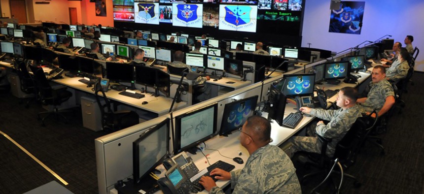 Personnel of the 624th Operations Center, located at Joint Base San Antonio - Lackland, conduct cyber operations. 