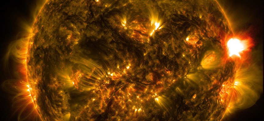 The first notable solar flare of 2015, as observed from NASA's Solar Dynamics Observatory.