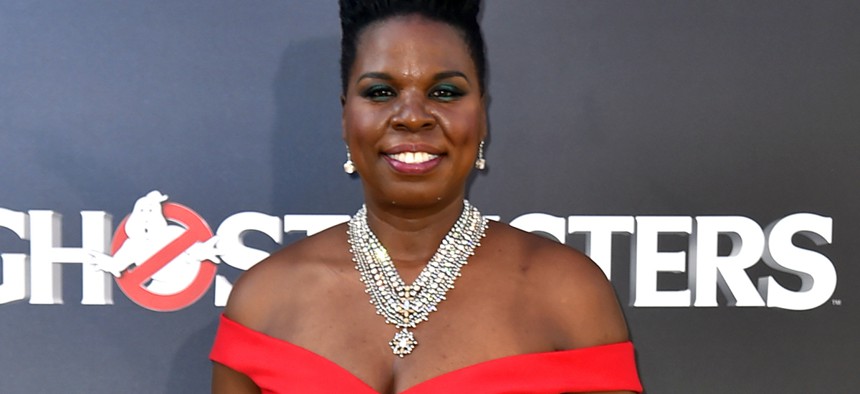 Actress Leslie Jones arrives at the Los Angeles premiere of "Ghostbusters."