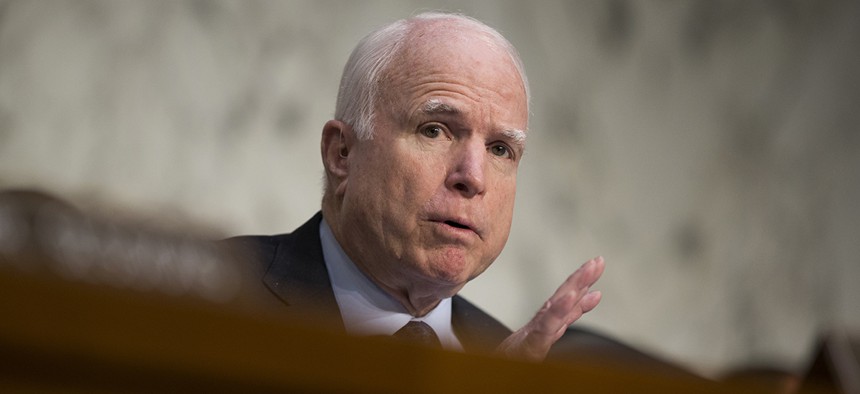 Sen. John McCain, R-Ariz. speaks on Capitol Hill in Washington.