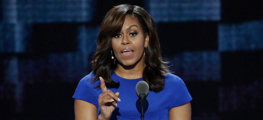  first Lady Michelle Obama at the Democratic National Convention in Philadelphia. 
