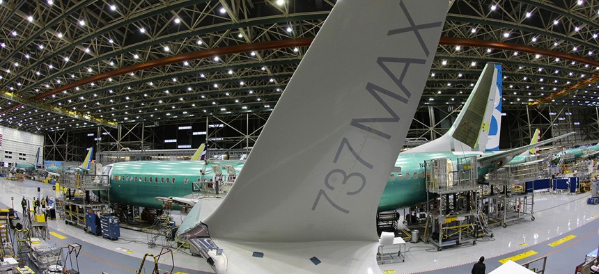 The distinctive winglet on the second Boeing 737 MAX airplane being built is shown on the assembly line in Renton, Wash. On Thursday, March 3, 2016
