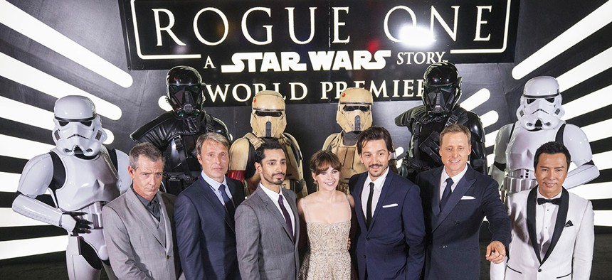 The cast of Rogue One: A Star Wars Story at the World Premiere at The Pantages Theatre on Saturday, Dec. 10, 2016.
