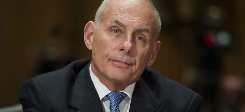 Retired Marine Gen. John F. Kelly testifies during the Senate Homeland Security Committee hearing on his confirmation to be Secretary of Homeland Security.