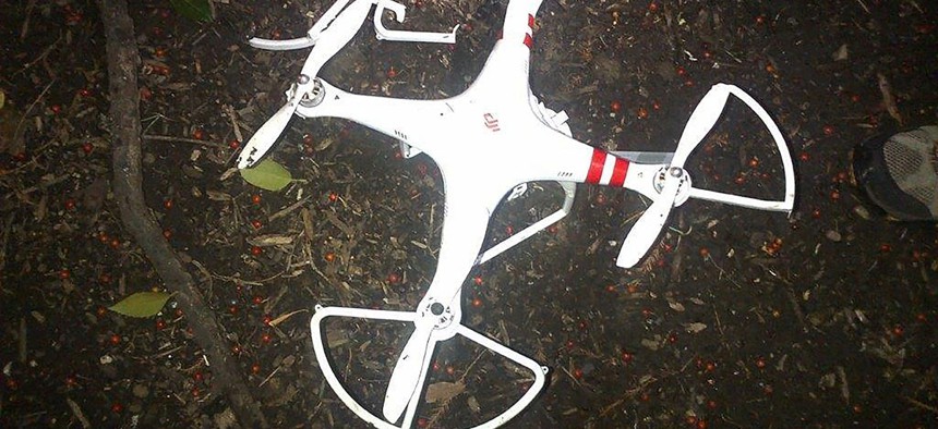 This handout photo provided by the US Secret Service shows the drone that crashed onto the White House grounds in Washington, Monday, Jan. 26, 2015.