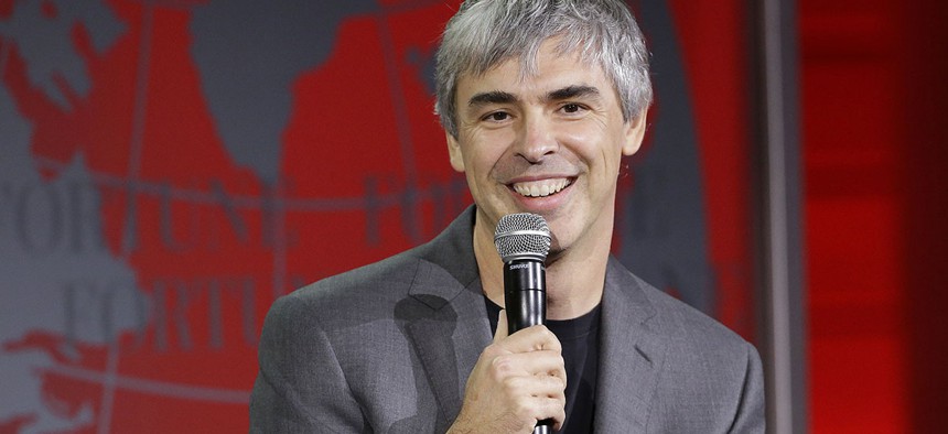 Alphabet CEO Larry Page speaks at the Fortune Global Forum in San Francisco.