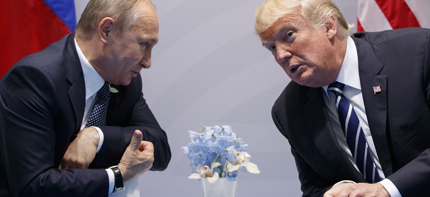 U.S. President Donald Trump meets with Russian President Vladimir Putin at the G-20 Summit in Hamburg.