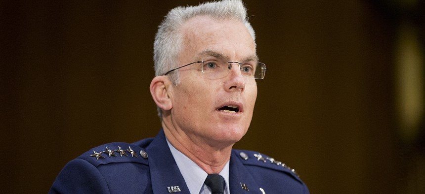 In a 2015 photo, Gen. Paul Selva, vice chair of the Joint Chiefs of Staff Vice Chairman Gen. Paul Selva testifies before the Senate Armed Services Committee in Washington, D.C.