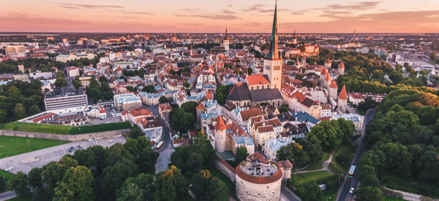 Tallinn, Estonia at sunset.