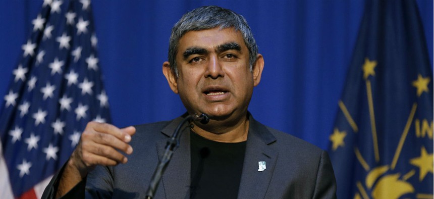 Dr. Vishal Sikka, chief executive officer of Infosys, announces an Infosys expansion in May.