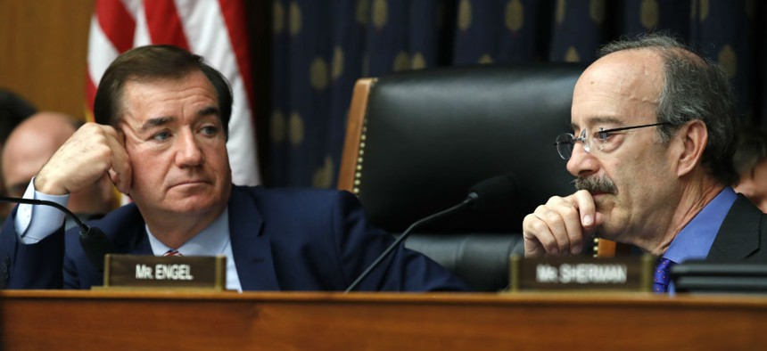 House Foreign Affairs Committee Chairman Ed Royce, R-Calif., left, and the committee's ranking member Rep. Eliot Engel, D-N.Y.,
