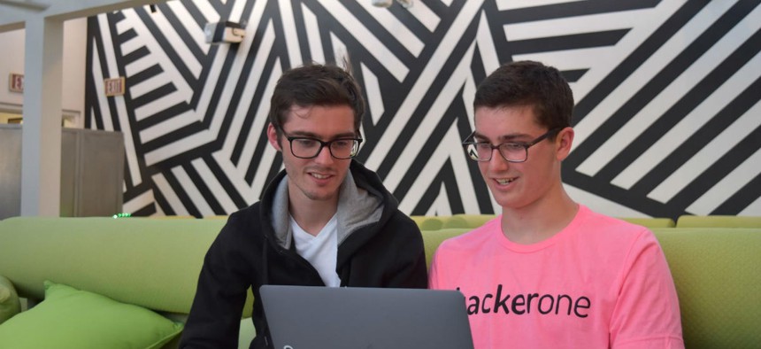 HackerOne Co-founder Jobert Abma (left) with Jack Cable (right) in July.