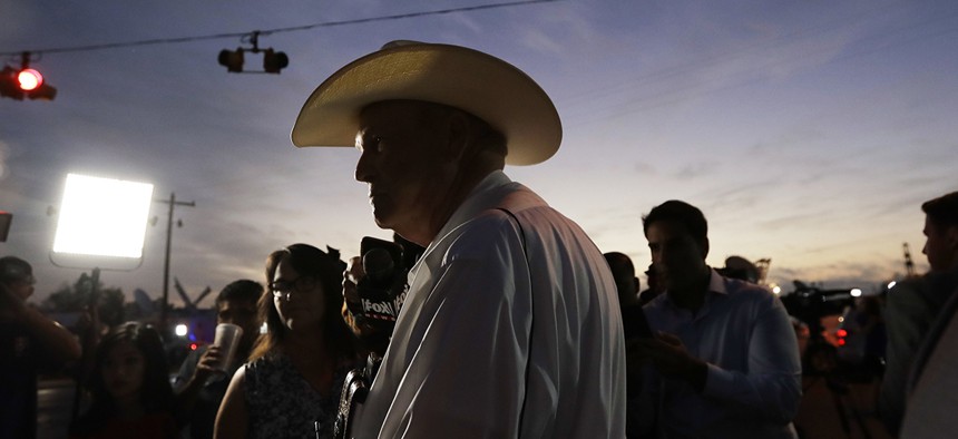 Wilson County Sheriff Joe Tackitt Jr. provides an update to the media at the scene of a shooting at the First Baptist Church of Sutherland Springs, Monday, Nov. 6, 2017, in Sutherland Springs, Texas.