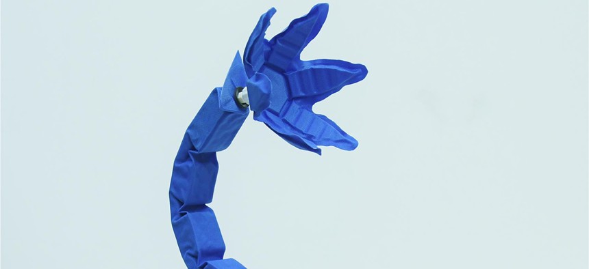 A "soft robot" snake arm designed by Harvard's Wyss Institute and MIT's CSAIL institute.