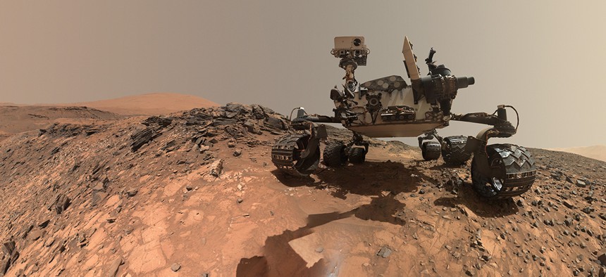 NASA's Curiosity Rover studies the Martian surface.
