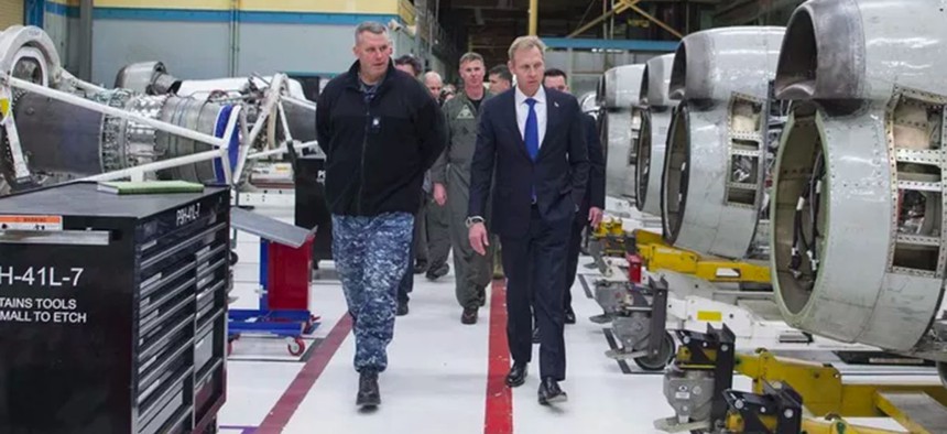 Deputy Defense Secretary Patrick Shanahan visits Naval Air Station Whidbey Island, Washington.