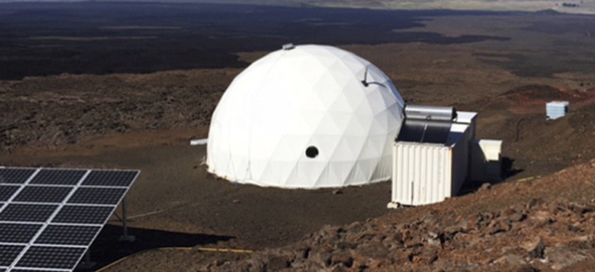 Six carefully selected scientists entered this geodesic dome called Hawaii Space Exploration Analog and Simulation, or HI-SEAS located 8,200 feet above sea level on Mauna Loa on the island of Hawaii, Thursday, Jan. 19, 2017. 