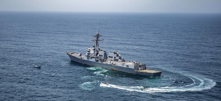 The guided-missile destroyer USS Jason Dunham 