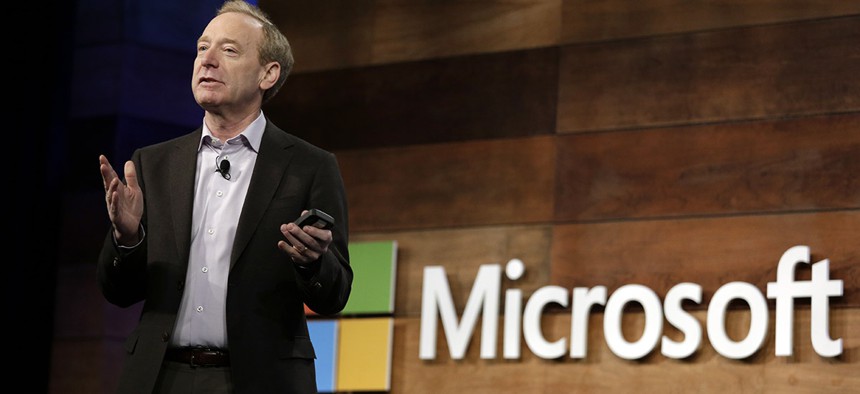 Microsoft president Brad Smith speaks at the annual Microsoft shareholders meeting Wednesday, Nov. 29, 2017.