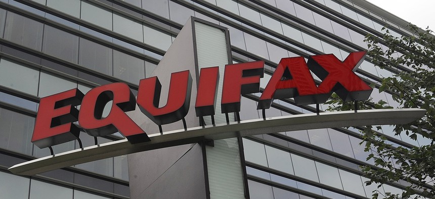 Signage at the corporate headquarters of Equifax Inc. in Atlanta.