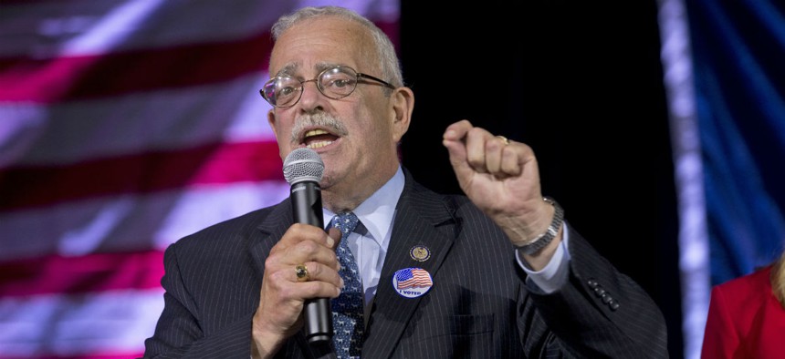Congressman Gerry Connolly, D-11th, gestures during an election party in Falls Church, Va., in 2016.